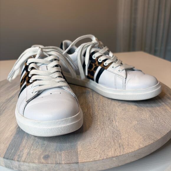 Tory Burch Women's Howell T-Saddle Leopard Print Sneakers Shoes US Size 5.5 M - Picture 2 of 13